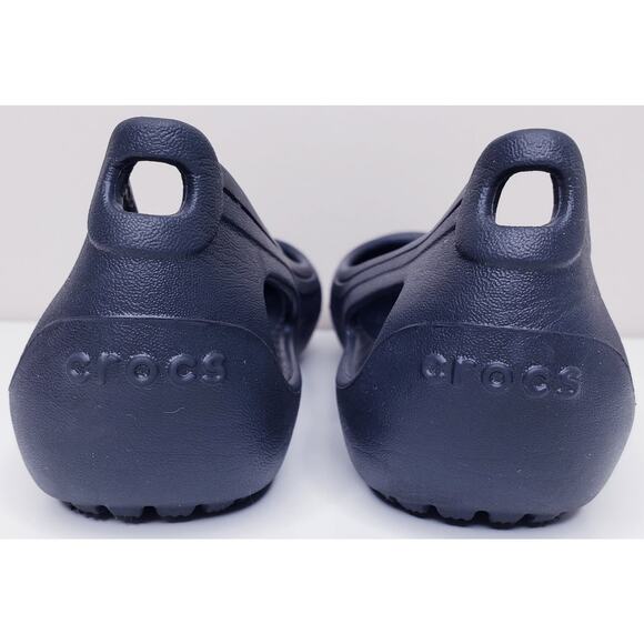 CROCS Girl's Size J2 KADEE Black Ballet Flats w/ Cut Out Slip On Shoes in VGUC - Picture 4 of 12